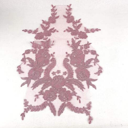 Worlds 1Pc Red Embroidered Lace Fabric Applique Patch Trim for Clothes Dress Sewing Decor 12.5*16.9Inch 1.Red in Kuwait