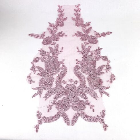 Worlds 1Pc Red Embroidered Lace Fabric Applique Patch Trim for Clothes Dress Sewing Decor 12.5*16.9Inch 1.Red in Kuwait