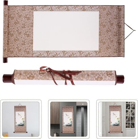 ورق الأرز منقوشة المناديل الورقية الفارغة المعلقة التمرير ورق الأرز الصينية شوان ورقة الفن مخطوطات الحائط لSumie Calligraphyor الخط 2PCS ورقة الأرز لفات ورق الأرز الفن in Kuwait