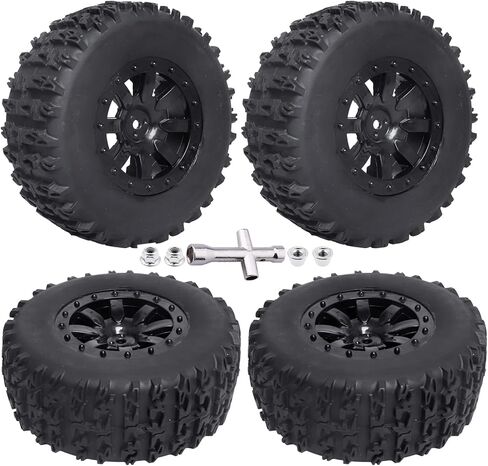 RC Short Course Truck Tires and Wheels Set with Foam Inserts 12mm Hex for Traxxas Slash 4x4 2WD VXL VKAR 10SC Losi SCT Redcat Blackout SC HPI, Pre-Glued (Type 1) in Saudi Arabia