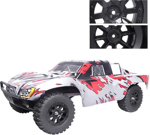 RC Short Course Truck Tires and Wheels Set with Foam Inserts 12mm Hex for Traxxas Slash 4x4 2WD VXL VKAR 10SC Losi SCT Redcat Blackout SC HPI, Pre-Glued (Type 1) in Saudi Arabia