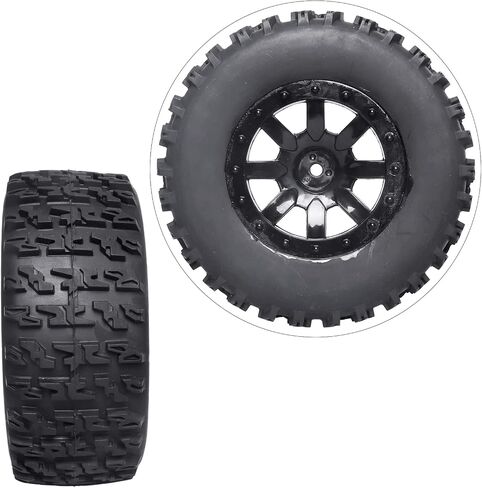 RC Short Course Truck Tires and Wheels Set with Foam Inserts 12mm Hex for Traxxas Slash 4x4 2WD VXL VKAR 10SC Losi SCT Redcat Blackout SC HPI, Pre-Glued (Type 1) in Saudi Arabia