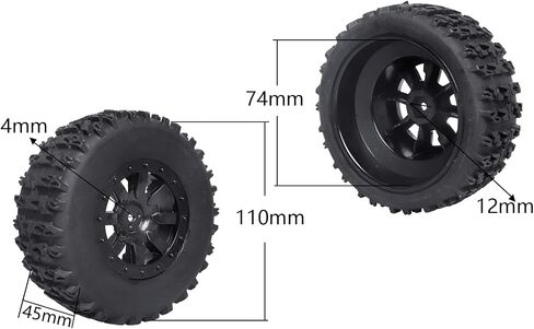 RC Short Course Truck Tires and Wheels Set with Foam Inserts 12mm Hex for Traxxas Slash 4x4 2WD VXL VKAR 10SC Losi SCT Redcat Blackout SC HPI, Pre-Glued (Type 1) in Saudi Arabia
