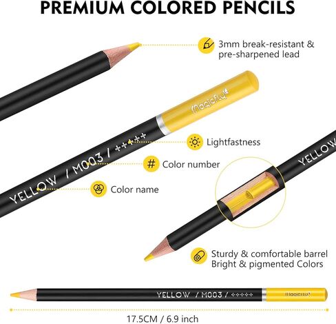 ماجيك فلاي مجموعة اقلام رصاص ملونة من 72 قطعة، اقلام رصاص ملونة زيتية للبالغين والفنانين وكتب التلوين وفنون الرسم والرسم in Kuwait