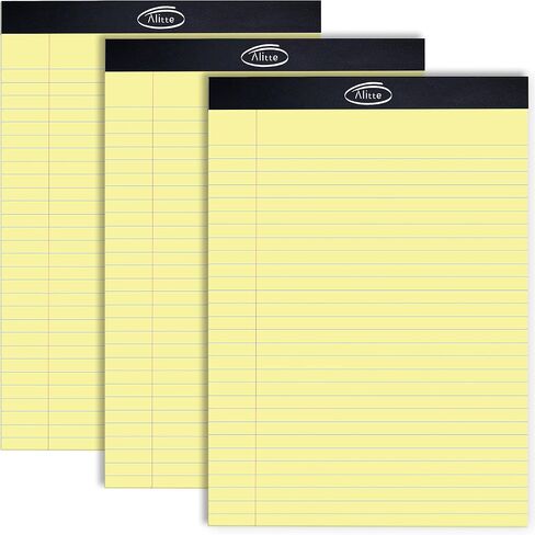 Alitte Yellow Legal Notepads 8.5 x 11, Pack of 12 - Perforated Wide Ruled Writing Pad - Premium Thick Paper, No Ink Bleeding - Blank Legal Pads For Home, Office, School, Business - 50 Sheets Per in Kuwait