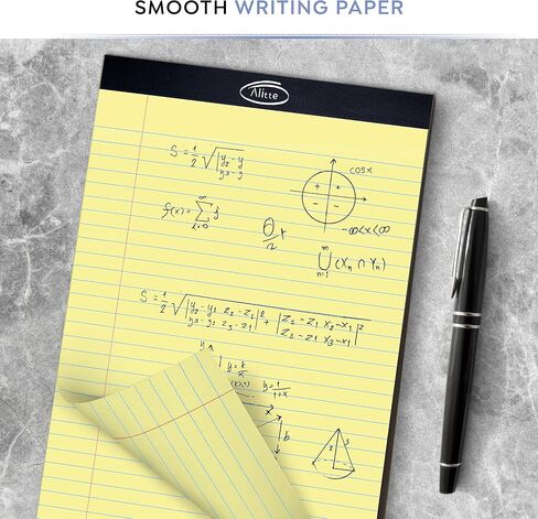 Alitte Yellow Legal Notepads 8.5 x 11, Pack of 12 - Perforated Wide Ruled Writing Pad - Premium Thick Paper, No Ink Bleeding - Blank Legal Pads For Home, Office, School, Business - 50 Sheets Per in Kuwait