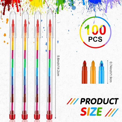 Stackable Colored Crayons Pencils, 11 Interchangeable Colors Mini Rainbow Stacking Crayon Pen Colorful Stacker Crayon Favor for Kids Preschool Painting Toy Home School Office Supplies(140 Pieces) in Saudi Arabia