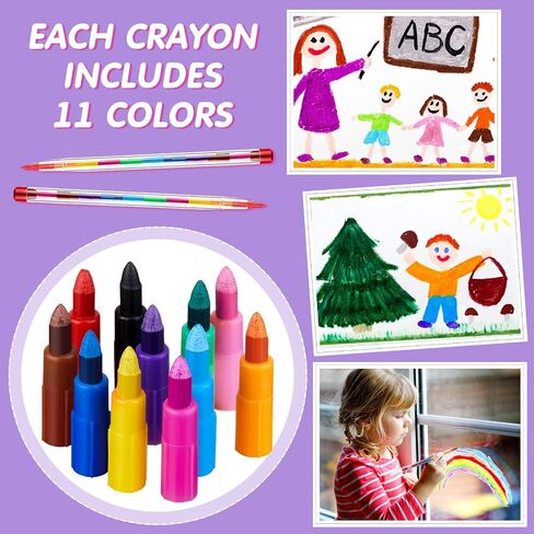 Stackable Colored Crayons Pencils, 11 Interchangeable Colors Mini Rainbow Stacking Crayon Pen Colorful Stacker Crayon Favor for Kids Preschool Painting Toy Home School Office Supplies(140 Pieces) in Saudi Arabia