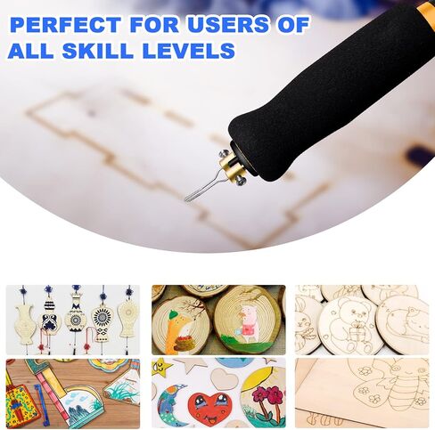 مجموعة كاوي لحام من بيروغرافي بقدرة 60 واط وشاشة ال سي دي مع درجة حرارة قابلة للتعديل مع 21 طرف سلك بيروغرافي للخشب والجلد والقرع in Kuwait