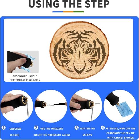 مجموعة كاوي لحام من بيروغرافي بقدرة 60 واط وشاشة ال سي دي مع درجة حرارة قابلة للتعديل مع 21 طرف سلك بيروغرافي للخشب والجلد والقرع in Kuwait