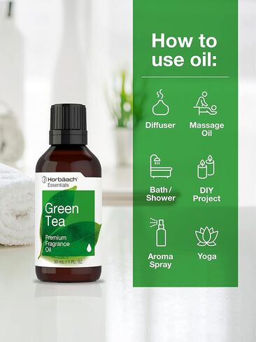 Green Tea Fragrance Oil | 1 fl oz (30ml) | Premium Grade | for Diffusers, Candle and Soap Making, DIY Projects & More | by Horbaach in Saudi Arabia
