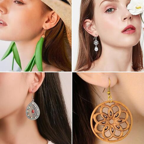 1800 قطعة من لوازم صناعة الأقراط خطافات حلق مضادة للحساسية، مجموعة صنع الأقراط مع خطافات حلق، حلقات القفز وظهر أقراط مطاطية شفافة لصنع المجوهرات بنفسك (ذهبي وفضي) in Kuwait