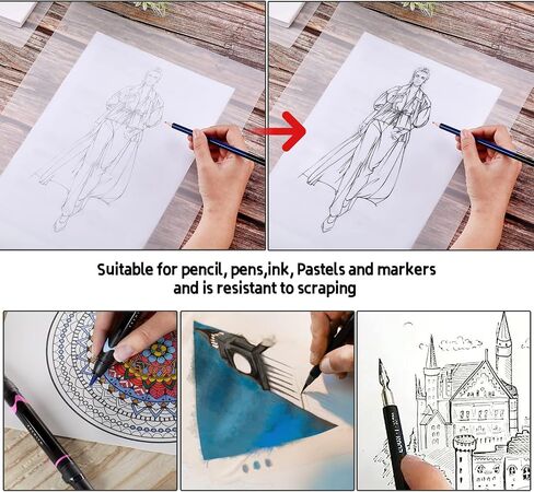 Vellum Paper, IMAGE A3 size16.53*11.7 Inches 250 Sheets Translucent Vellum Paper, Tracing Paper for Sketching, Drawing and Animation in Kuwait