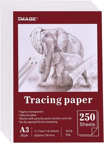 Vellum Paper, IMAGE A3 size16.53*11.7 Inches 250 Sheets Translucent Vellum Paper, Tracing Paper for Sketching, Drawing and Animation in Kuwait
