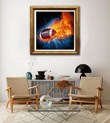 طقم أدوات ألماس 5D جانغوبيو لكرة القدم للكبار، مجموعة فن ألماسي DIY كاملة حفر طلاء رياضي مع خرز ألماس الفسيفساء طلاء بالرقم ديكور المنزلي (30 × 30 سم) in Kuwait