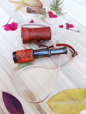 Antique Brass Spyglass 6" Telescope with Leather Box, Nautical Spyglass Collapsible Monocular Decorative Telescope with Glass Optics for Kids in Saudi Arabia