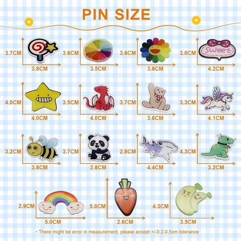 15 قطعة من دبابيس الاكريليك اللطيفة لشنط الظهر، دبابيس بروش كرتونية للقبعات والملابس، دبوس جمالي للبنات والجاكيتات والهوديز، هدية من الاكريليك، بدون احجار كريمة, أكريليك, بدون أحجار كريمة in Kuwait