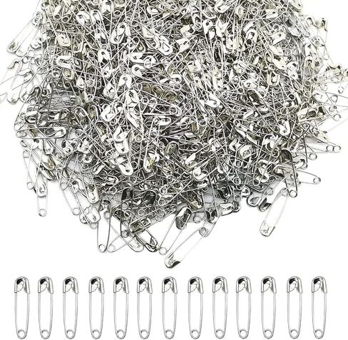 19mm Safety Pins, Small Fastening Pins, Rust Resistant Nickel Plated Steel Set for Crafting, Sewing, Jewelry Making Fabric DIY, Rimming Fastening Clip Button for Garment Hang Tag (Silver 1000Pcs) in Kuwait