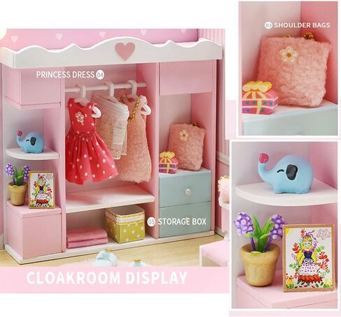 Kisoy Dollhouse Miniature with Furniture Kit, DIY 3D Wooden DIY House Kit A Corner of a Small Apartment Style with Dust Cover & LED,Handmade Tiny House Toys for Kids Adults Gift (Pet Room) in Kuwait