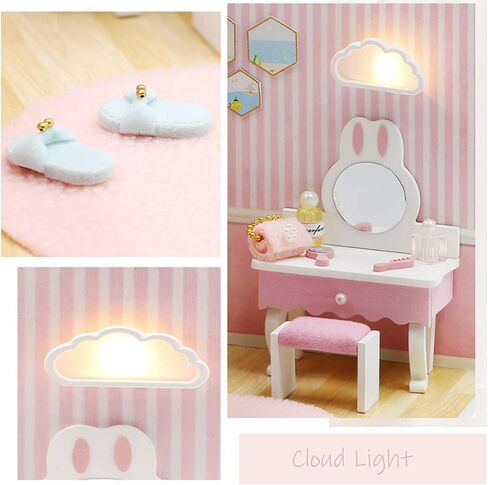 Kisoy Dollhouse Miniature with Furniture Kit, DIY 3D Wooden DIY House Kit A Corner of a Small Apartment Style with Dust Cover & LED,Handmade Tiny House Toys for Kids Adults Gift (Pet Room) in Kuwait