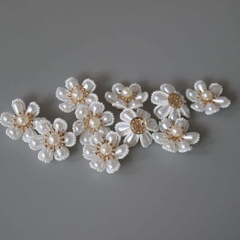 G-RUI 10 قطعة/الوحدة بقع زهرة اللؤلؤ المشابهة للملابس DIY بها بنفسك خياطة يدوية على زينة الزهور للملابس in Kuwait