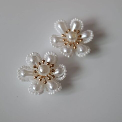 G-RUI 10 قطعة/الوحدة بقع زهرة اللؤلؤ المشابهة للملابس DIY بها بنفسك خياطة يدوية على زينة الزهور للملابس in Kuwait