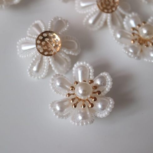 G-RUI 10 قطعة/الوحدة بقع زهرة اللؤلؤ المشابهة للملابس DIY بها بنفسك خياطة يدوية على زينة الزهور للملابس in Kuwait