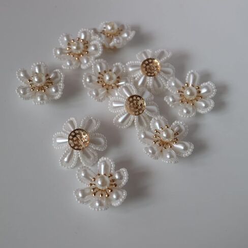 G-RUI 10 قطعة/الوحدة بقع زهرة اللؤلؤ المشابهة للملابس DIY بها بنفسك خياطة يدوية على زينة الزهور للملابس in Kuwait