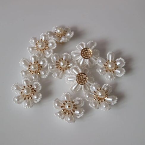 G-RUI 10 قطعة/الوحدة بقع زهرة اللؤلؤ المشابهة للملابس DIY بها بنفسك خياطة يدوية على زينة الزهور للملابس in Kuwait