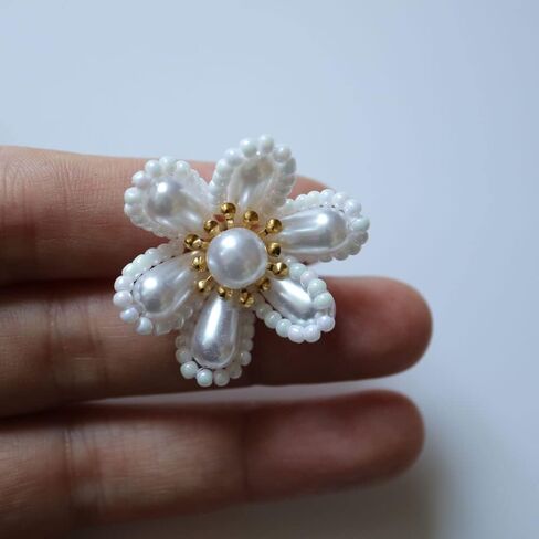 G-RUI 10 قطعة/الوحدة بقع زهرة اللؤلؤ المشابهة للملابس DIY بها بنفسك خياطة يدوية على زينة الزهور للملابس in Kuwait