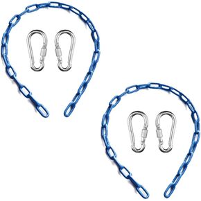 Swing Chains (2) 60 Inch Fully Plastic Coated with 4 Free Quick Links Anti-Rust Iron Link Chains for Playground Kids Tree Swing Seat Support 660 Lb Swing Set Accessories and Replacement (Blue)