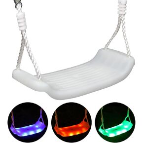 OMNISAFE LED Lighted Swing with Adjustable Rope Plastic Coated Tree Swing for Indoor Outdoor