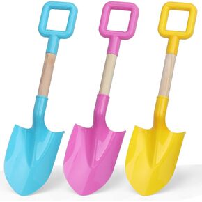 16" Long Kids Beach Spades Sand Shovels Toys Gardening Tools Kit Sandbox Sturdy Snow Scoop Durable Wood Handle ABS Plastic Spade for Garden Sand Snow Backyard Summer Kids Adults 3- Pink Blue Yellow in Kuwait