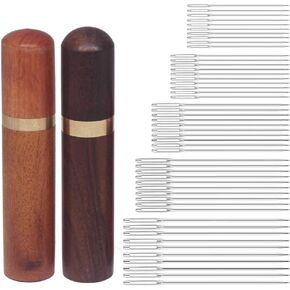 إبر تطريز يدوي بإبرة خياطة 5 أنواع من إبر خياطة العين الكبيرة (50 قطعة) مع 2 إبرة خشبية متعددة الاستخدامات in Kuwait