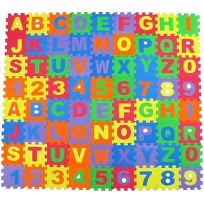 Alphabet Letters and Numbers Foam Puzzle Square Floor Mat, 6x6-Inches, 72-Pieces in Saudi Arabia