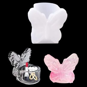 Voyyphixa Box Silicone Mold for Resin Butterfly Silicone Epoxy Mold with Lid, Jewelry Box Casting Molds for Storage Necklace Bracelet Ring Card Issuance Accessories (Butterfly Box Mould)