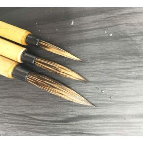 Easyou Hu Brush Scriptliner Brush for Traditional Chinese Elaborate-style Painting (Gongbi) and Outlining Inking The lines White Hare Hair LMS 3pcs/pack