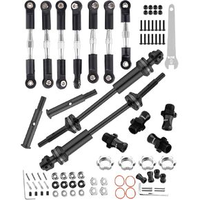 Rcarmumb RC Turnbuckles Camber Link & Driveshafts & Hex Hub Adapters Upgrades Part for 1/10 Slash Stampede Rustler Bandit 2WD（VXL,Adjustable Link,Steel #45 CVD & Aluminum Hex Hub Adapters,Red in Kuwait