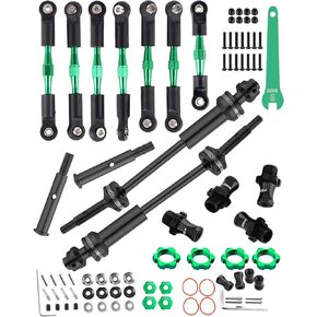 Rcarmumb RC Turnbuckles Camber Link & Driveshafts & Hex Hub Adapters Upgrades Part for 1/10 Slash Stampede Rustler Bandit 2WD（VXL,Adjustable Link,Steel #45 CVD & Aluminum Hex Hub Adapters,Red