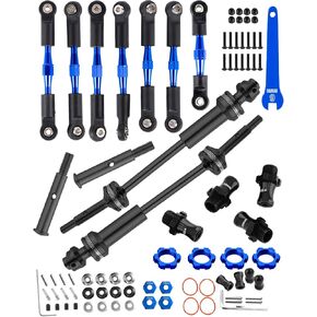 Rcarmumb RC Turnbuckles Camber Link & Driveshafts & Hex Hub ترقيات جزء لـ 1/10 Slash Stampede Rustler Bandit 2WD (VXL، رابط قابل للتعديل، فولاذ #45 CVD ومحولات محور سداسية من الألومنيوم، أحمر in Kuwait