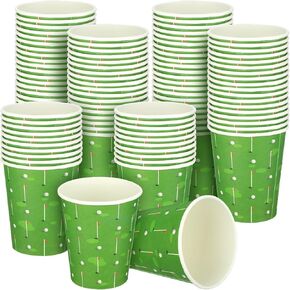 Teling 100 Pieces Sports Party Paper Cups 9oz Disposable Basketball Baseball Football Soccer Golf Party Supplies Paper Drinking Cups for Birthday Decorations Party Favors(Baseball)