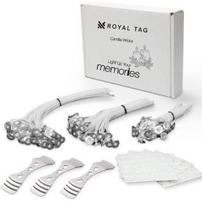 Royal Tag 150Pcs Candle Wicks for Making Candles 4IN,6IN,8IN (50each) with 3 Candle Wick Holders&150 Glue Dot Wick Stickers-Low Smoke-Long Burn-Easy to Make Candles at Home-for DIY Candles-DIY Crafts in Kuwait