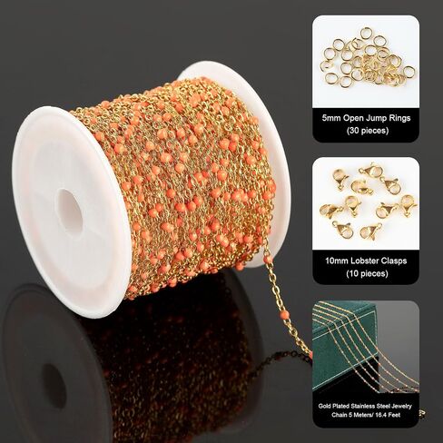 UMAOKANG 33 Feet Black Bead Chain for Jewelry Making Gold Plated Stainless Steel Soldered Cable Chain Necklace Bracelet Jewelry Supplies Findings in Kuwait