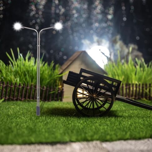 MECCANIXITY نموذج السكك الحديدية LED مصابيح عمود الضوء الأبيض أضواء عمود 1/100 مقياس 11 سم 4.33 بوصة 3 فولت، حزمة من 4 in Kuwait