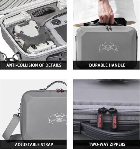 حافظة AIJUNCT Mini 4 Pro RC 2، حقيبة حمل جلدية محمولة من جلد البولي يوريثان لملحقات DJI Mini 4 Pro، حقيبة حمل للسفر لـ DJI Mini 4 Pro Fly More Combo (وحدة تحكم DJI RC 2) in Kuwait