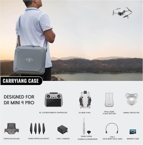 حافظة AIJUNCT Mini 4 Pro RC 2، حقيبة حمل جلدية محمولة من جلد البولي يوريثان لملحقات DJI Mini 4 Pro، حقيبة حمل للسفر لـ DJI Mini 4 Pro Fly More Combo (وحدة تحكم DJI RC 2) in Kuwait