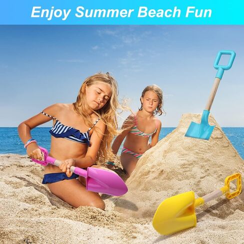 16" Long Kids Beach Spades Sand Shovels Toys Gardening Tools Kit Sandbox Sturdy Snow Scoop Durable Wood Handle ABS Plastic Spade for Garden Sand Snow Backyard Summer Kids Adults 3- Pink Blue Yellow in Kuwait
