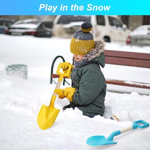 16" Long Kids Beach Spades Sand Shovels Toys Gardening Tools Kit Sandbox Sturdy Snow Scoop Durable Wood Handle ABS Plastic Spade for Garden Sand Snow Backyard Summer Kids Adults 3- Pink Blue Yellow in Kuwait