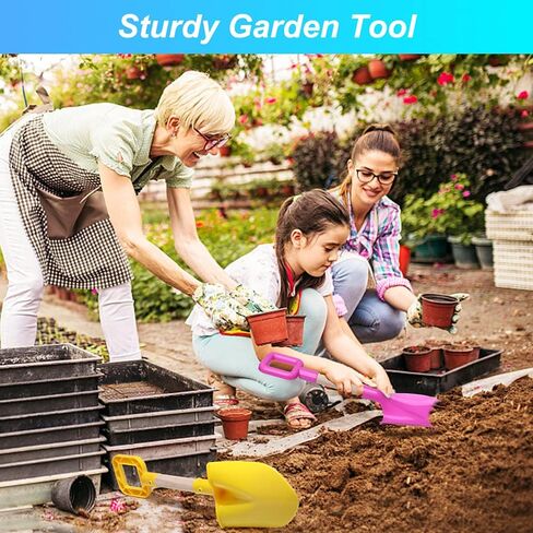 16" Long Kids Beach Spades Sand Shovels Toys Gardening Tools Kit Sandbox Sturdy Snow Scoop Durable Wood Handle ABS Plastic Spade for Garden Sand Snow Backyard Summer Kids Adults 3- Pink Blue Yellow in Kuwait
