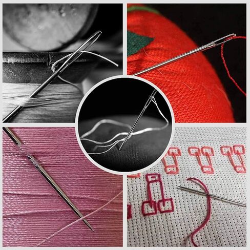 إبر تطريز يدوي بإبرة خياطة 5 أنواع من إبر خياطة العين الكبيرة (50 قطعة) مع 2 إبرة خشبية متعددة الاستخدامات in Kuwait
